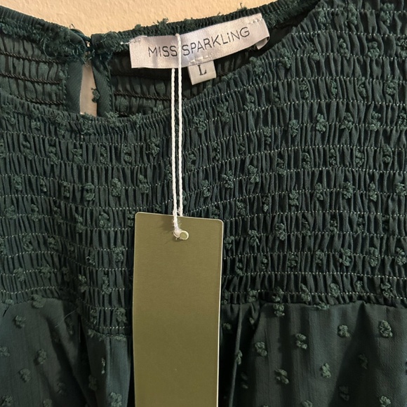 Emerald Swiss Dot Tiered Dress - Picture 2 of 5